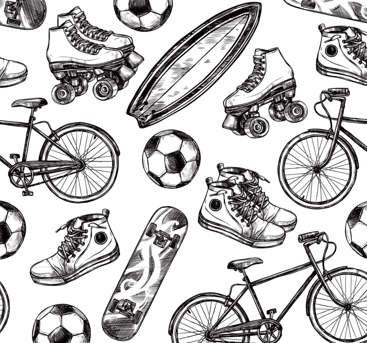 Jahrgang Tapete Sport-doodles - TenStickers