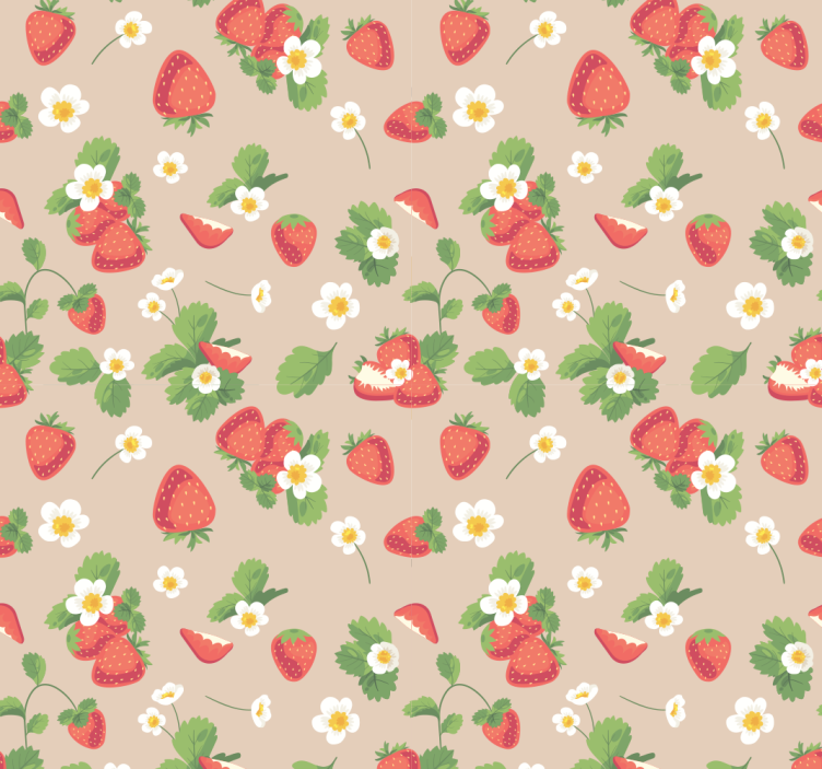 Tapete Esszimmer erdbeeren und Blumen - TenStickers