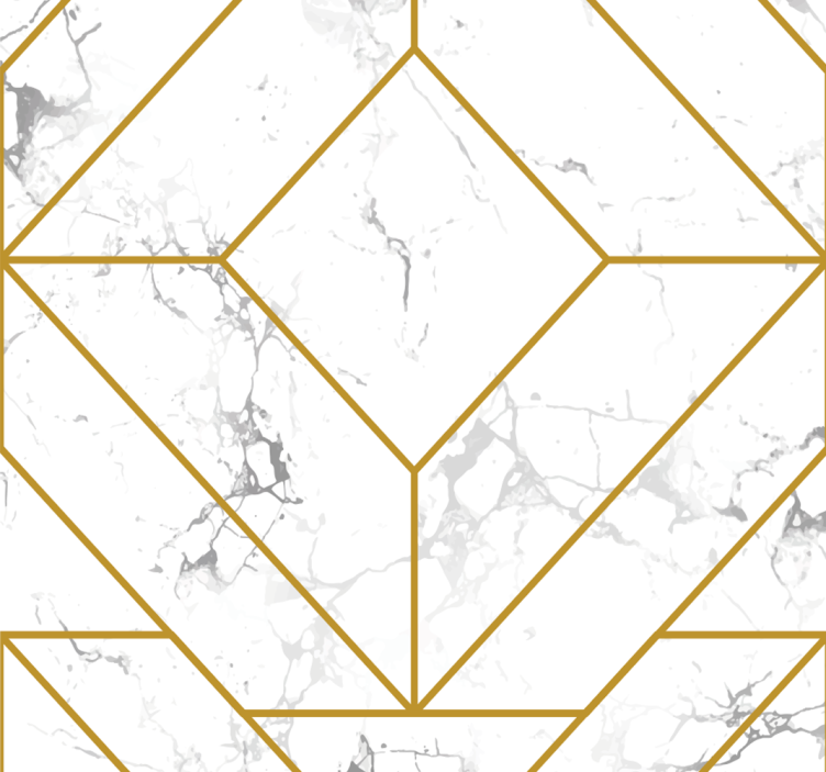 Tapeten Wohnzimmer gold und weiß geometrisch - TenStickers
