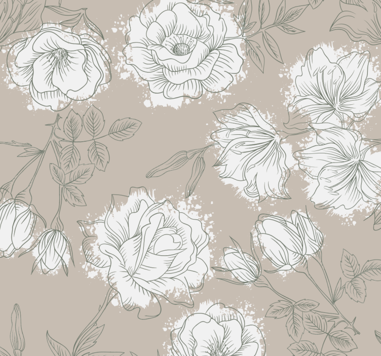 Blumentapete elegantes blumenmuster - TenStickers