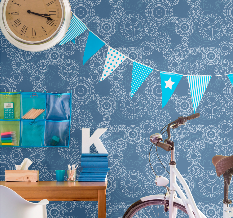 3D Tapete geometrische zahnradmuster - TenStickers