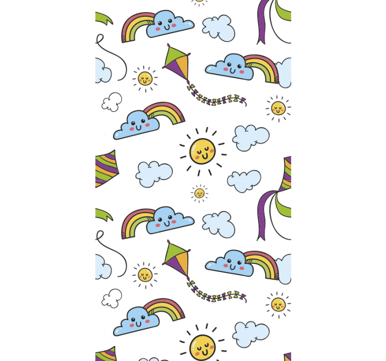 Mustertapete Regenbogen Sonne und Drachen - TenStickers