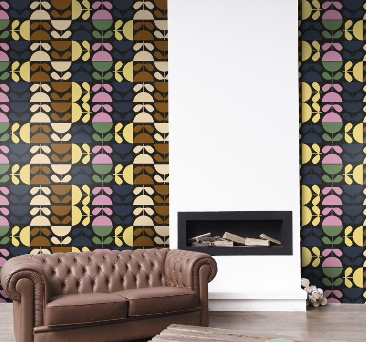 Blumentapete Farbige tassenblumen - TenStickers