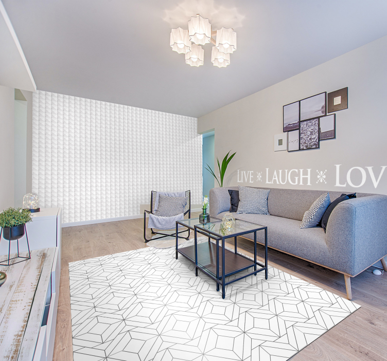 Weiße 3D Quadraten Wandtapete - TenStickers