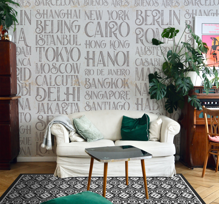 Städte der Welt Schriftzug Tapete - TenStickers