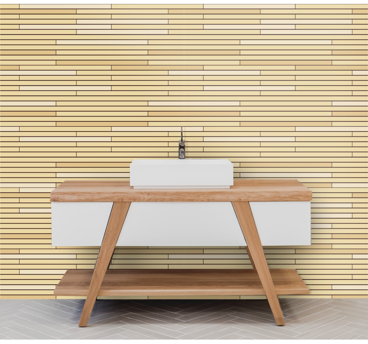 Tapete Holzoptik Beige holzziegel - TenStickers