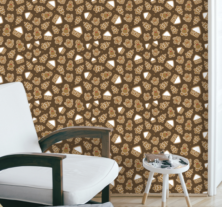 Weihnachtstapete lebkuchen-muster - TenStickers