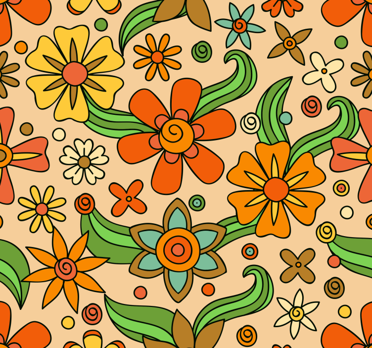 Blumentapete retro-blumenmuster - TenStickers