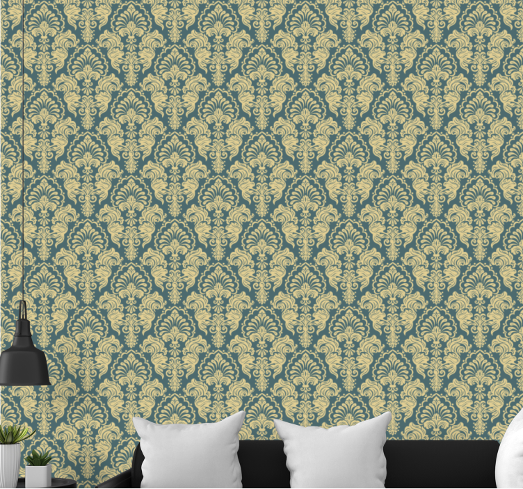 Tapete Wohnzimmer beige barockblumen - TenStickers