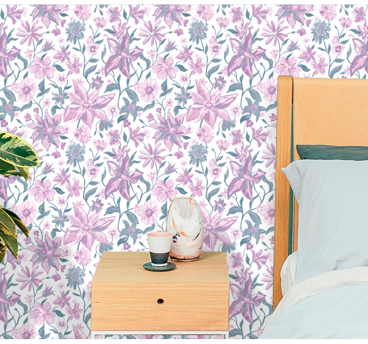 Blumentapete blumen-ambiente im schlafzimmer - TenStickers