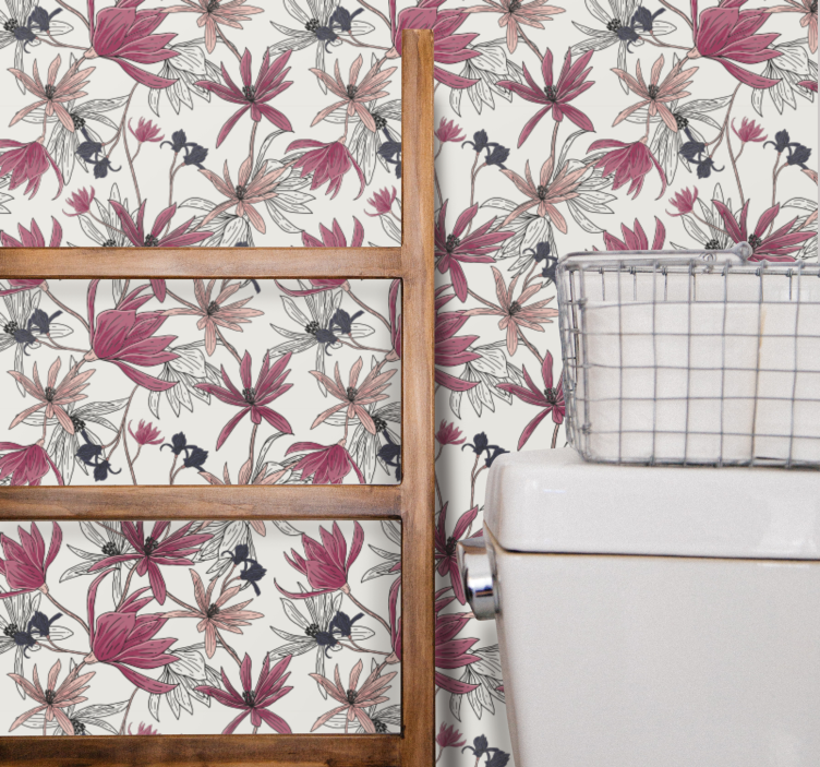 Blumentapete blumen- und botanische darstellung - TenStickers
