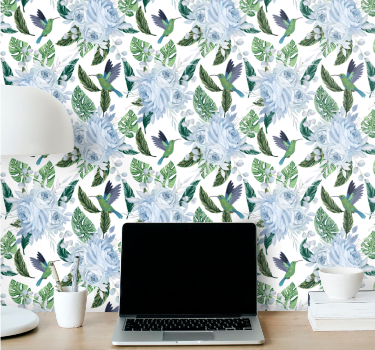 Blumentapete florales kolibri-design - TenStickers
