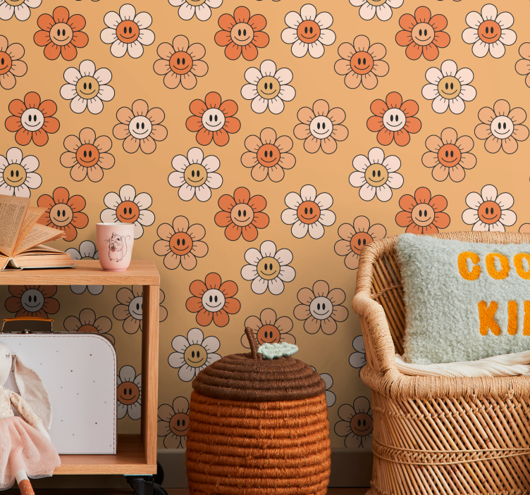 Blumentapete lächelndes blumenmuster - TenStickers