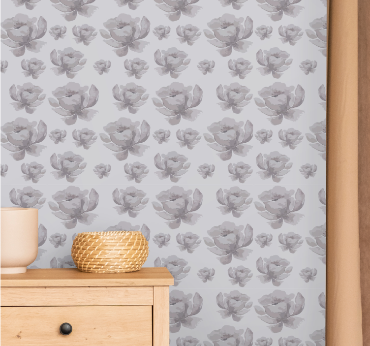 Blumentapete monochrome blumen - TenStickers