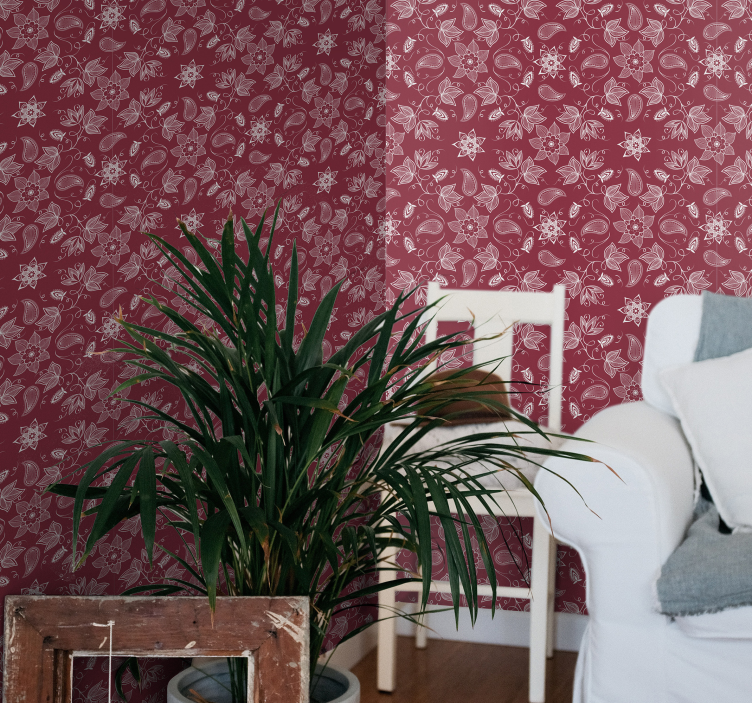 Blumentapete paisley-blumenmuster - TenStickers