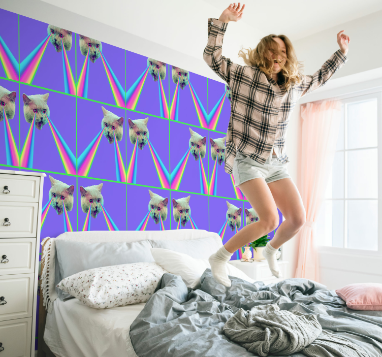 Dampfwellen-laser-katzentapete - TenStickers