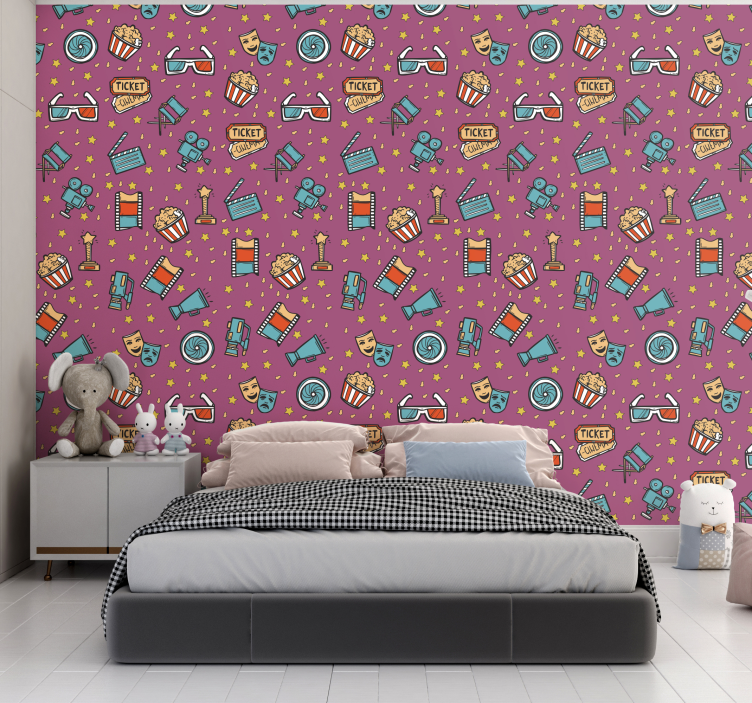 Filmabend rosa Kinder Tapete - TenStickers