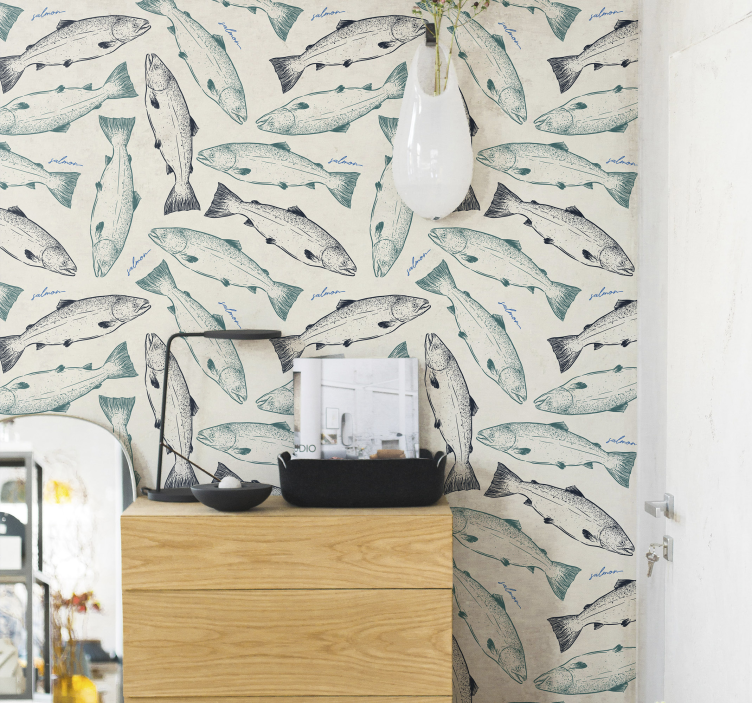Tapete Fische Lachs Design - TenStickers