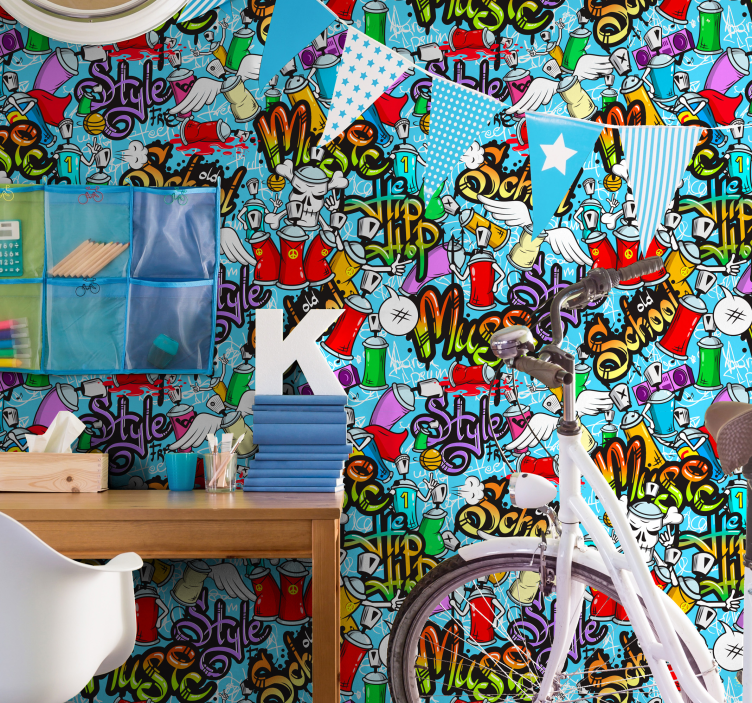 Graffiti Kunst Tapete Jugendzimmer - TenStickers