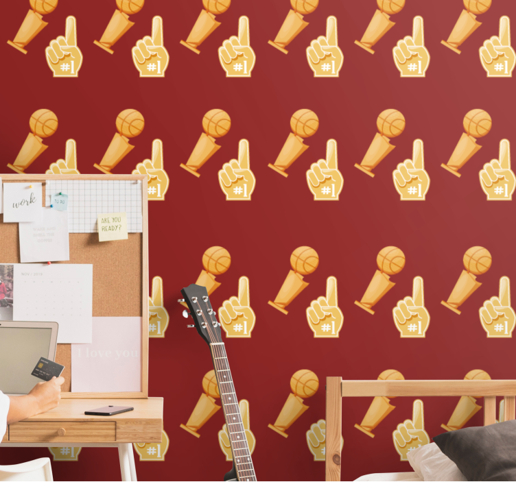 Tapete Jugendzimmer Basketball-sportspielmuster - TenStickers