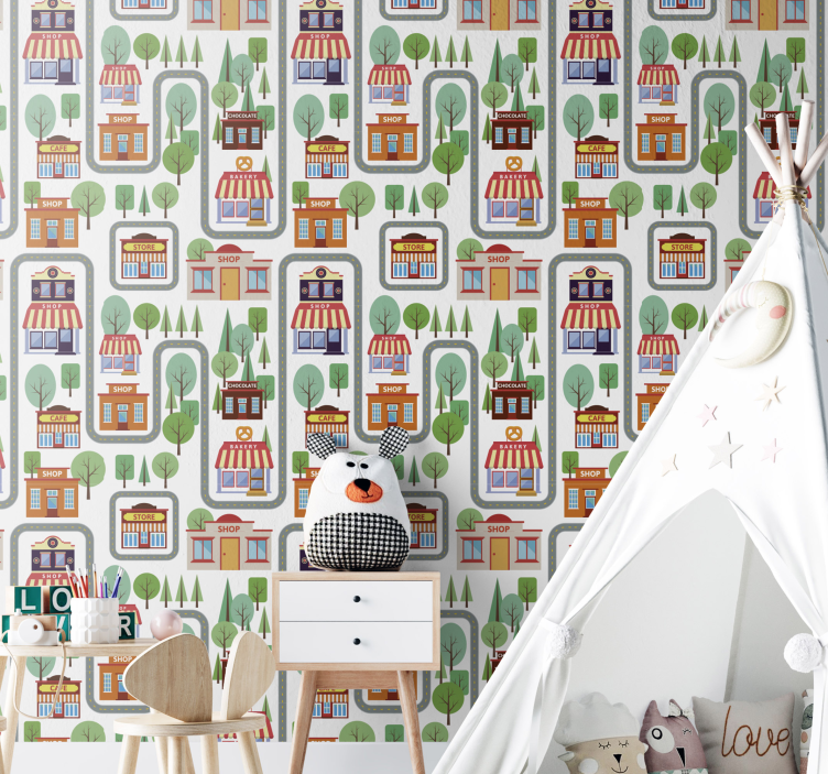 Kinderdorf Kindertapete - TenStickers