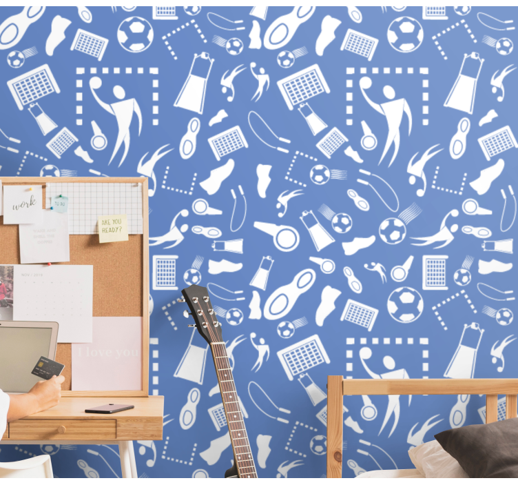 Tapete Kinderzimmer Blau-weißer fußball - TenStickers