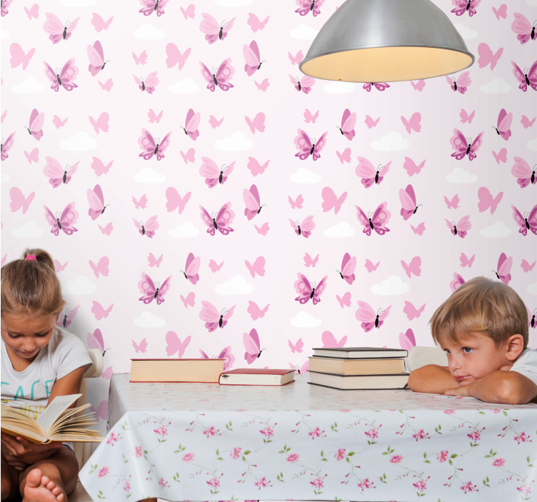 Tapete Kinderzimmer Rosa Schmetterling Muster - TenStickers