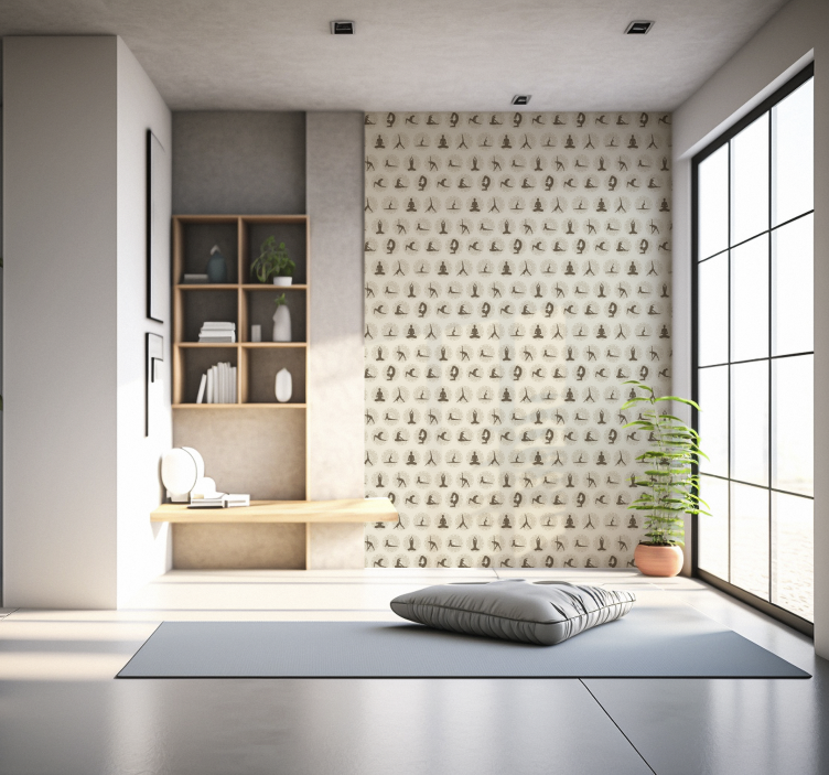 Tapete beige braune yoga-symbole - TenStickers