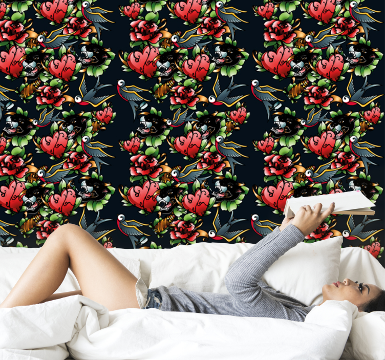 Tapete Kunst tattoo-stil-muster - TenStickers