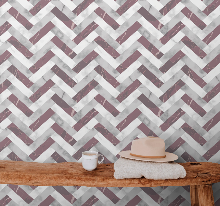 Marmor Tapete graues chevron-muster - TenStickers
