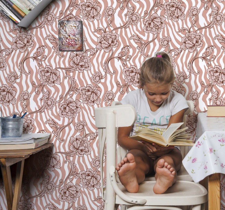 Pflanzen Tapete blumiges Ziermuster - TenStickers