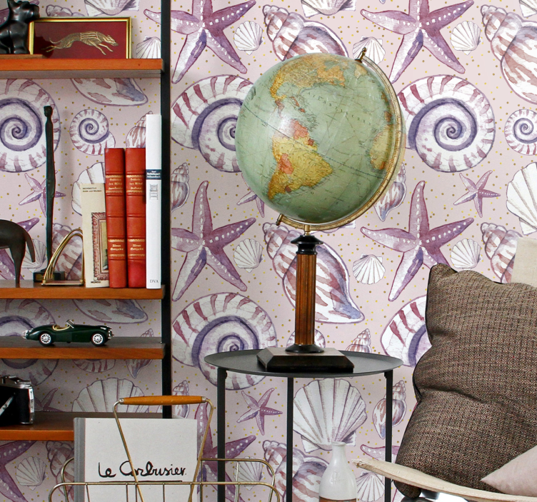 Tapete Fische schmetterling muschel motiv - TenStickers