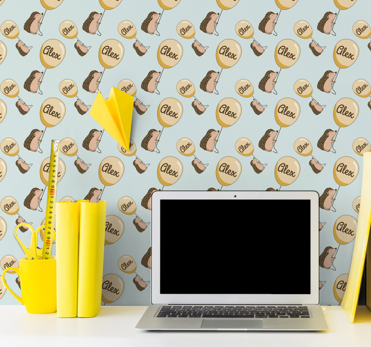 Stachelschwein mit ballon und namenstapete - TenStickers