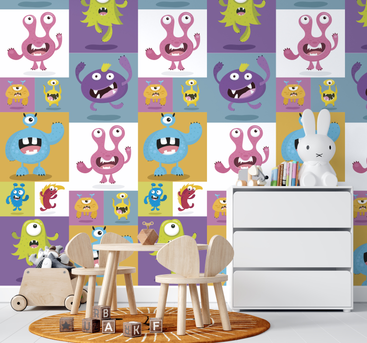 Tapete Babyzimmer fröhliche monster-muster - TenStickers