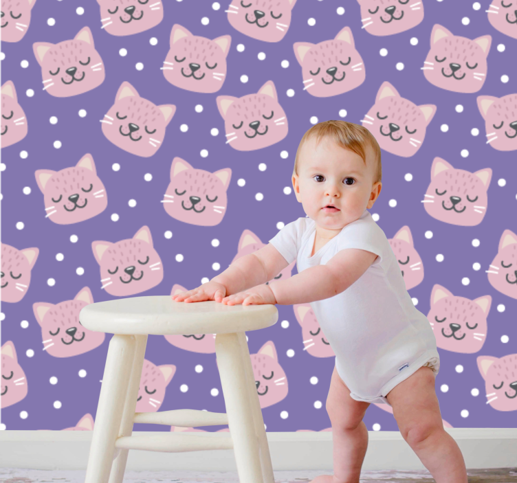 Tapete Babyzimmer gepunktetes katzenmuster - TenStickers