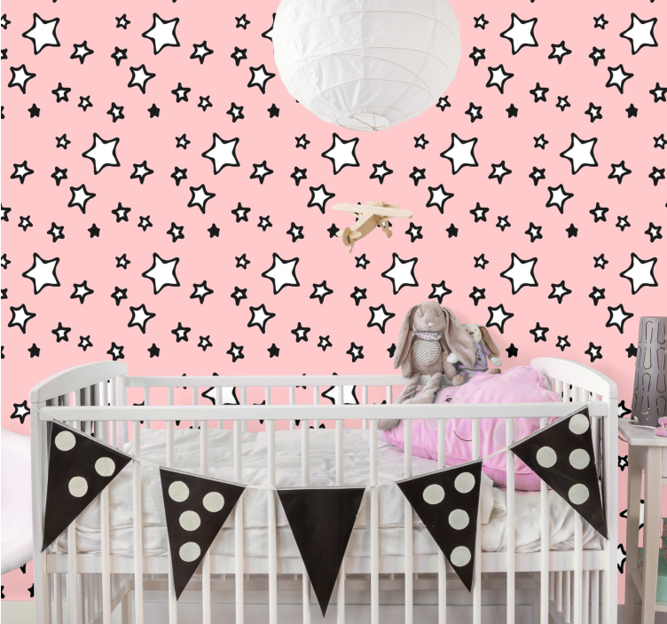 Tapete Babyzimmer rosa sterne design - TenStickers
