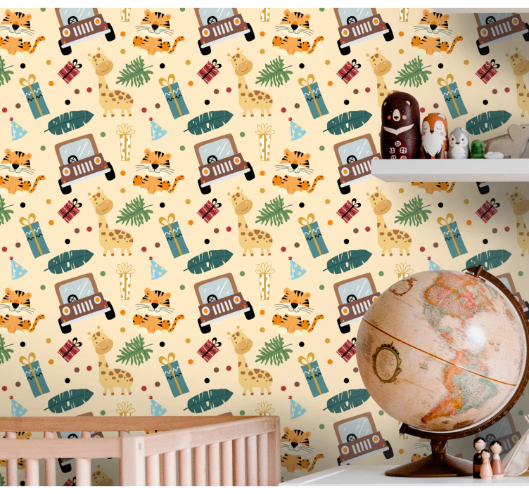 Tapete Babyzimmer safari-abenteuer-muster - TenStickers