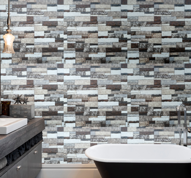 Tapete Badezimmer grau eleganter beton - TenStickers