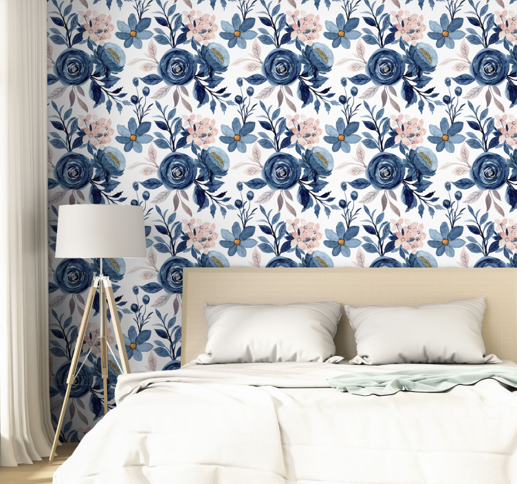 Blumentapete blumen schlafzimmer eleganz - TenStickers