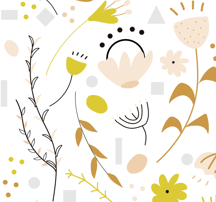 Fototapete Natur handgezeichnetes Blumenmuster - TenStickers