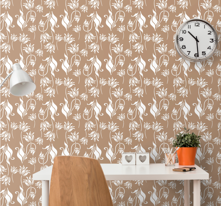 Tapete florale Ornamente elegantes beiges display - TenStickers