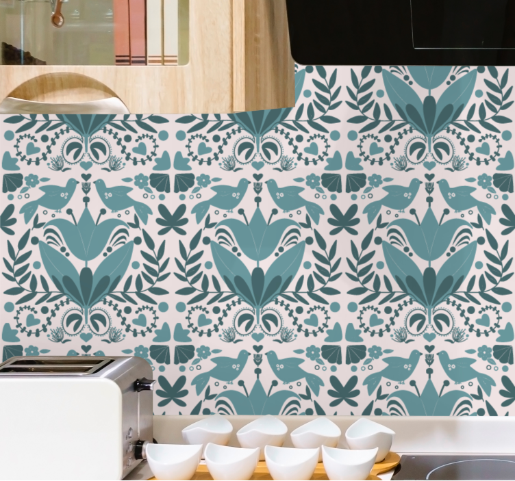 Tapete florale Ornamente florale symmetriemuster - TenStickers