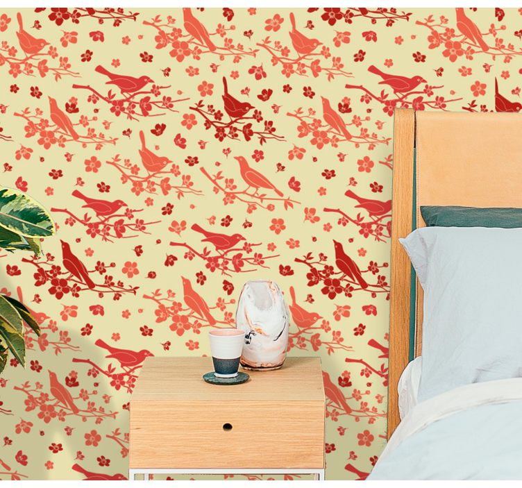 Tapete florale Ornamente ziervoliere - TenStickers