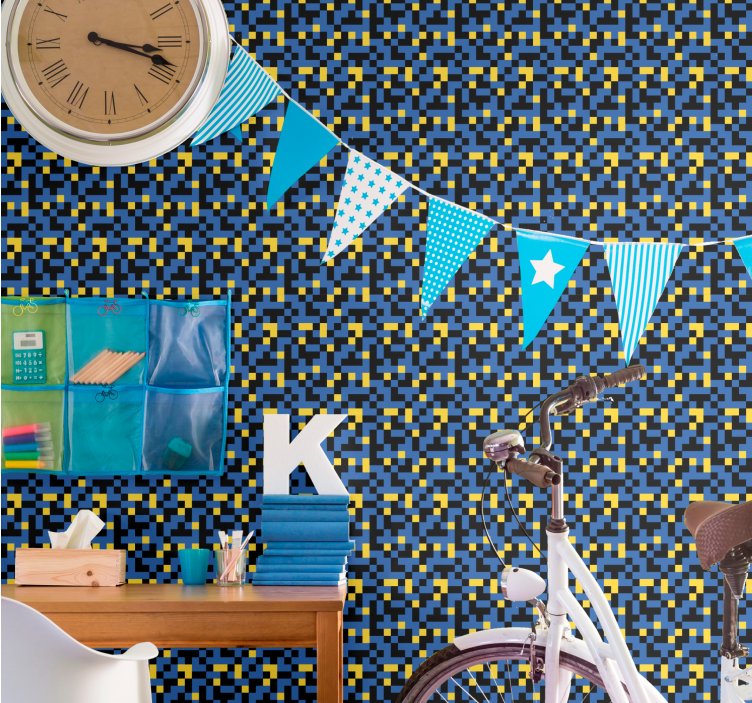 Tapete geometrisch pixelierte farbblöcke - TenStickers