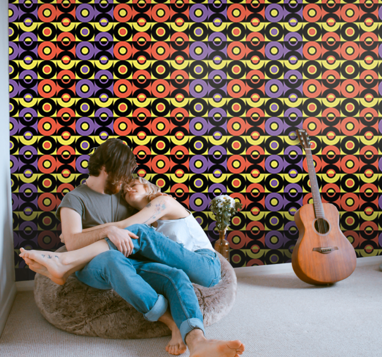 Weitere Vintage Tapeten retro-kreise-muster - TenStickers