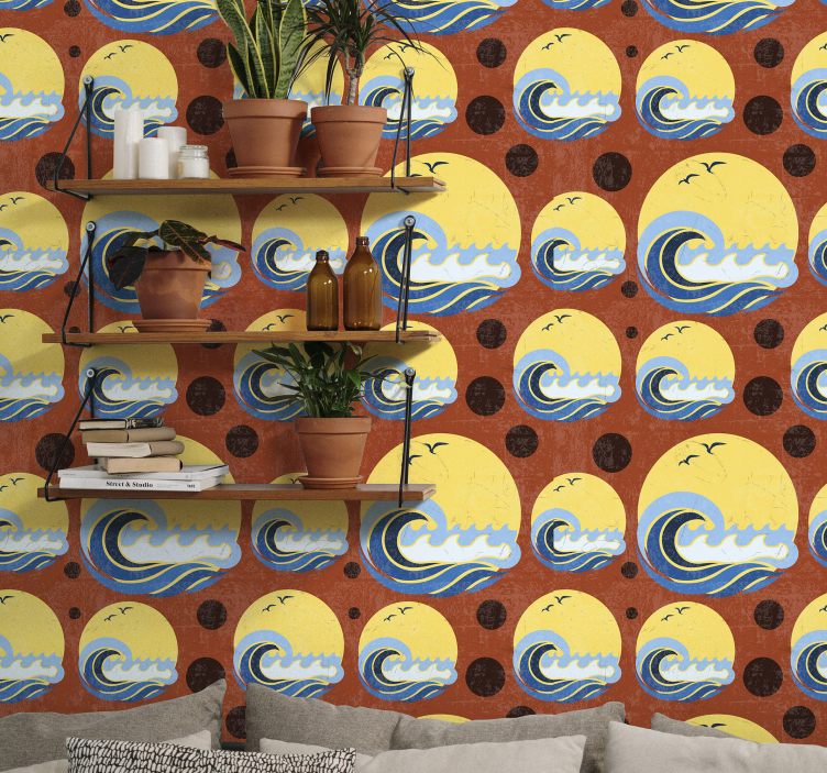 Tapete 70's Sun Sonne, strand und welle - TenStickers