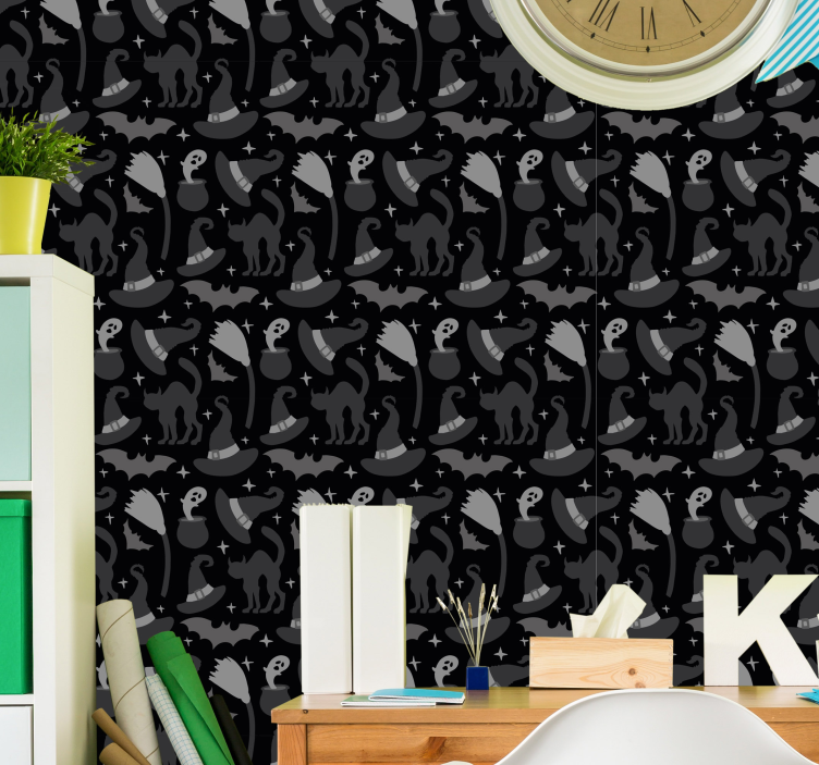 Tapete Halloween hexenhüte und geister - TenStickers