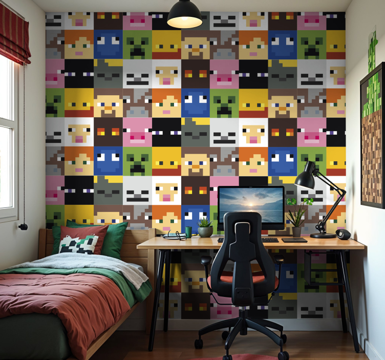 Tapete Jugendzimmer gaming-gepixelte gesichter - TenStickers