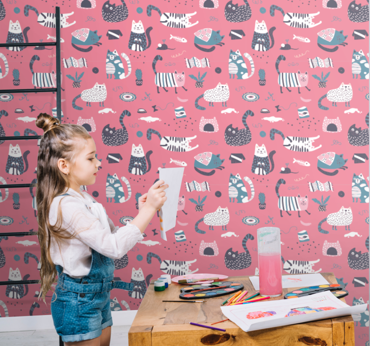 Tapete Katzen verspielte katzenillustration - TenStickers