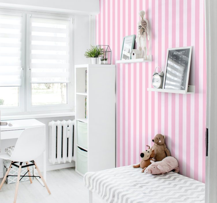Tapete Kinderzimmer rosa gestreiftes interieur - TenStickers